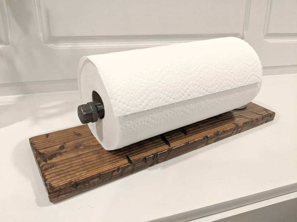 OTGFRF-Rustic Industrial Iron Pipe Design Paper Towel Holder With Solid