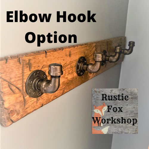 Rustic Wood 36 Towel Robe Coat Rack Bar with 4 Industrial Pipe Hooks  (Custom color options available)